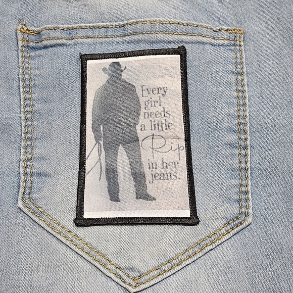 Denim - Light Blue Denim Jeans with Graphic Patch